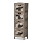 Baxton Studio Valko Modern and Contemporary Grey Finished Wood Storage Unit with Four Baskets Baxton Studio restaurant furniture, hotel furniture, commercial furniture, wholesale living room furniture, wholesale storage cabinet, classic storage cabinet